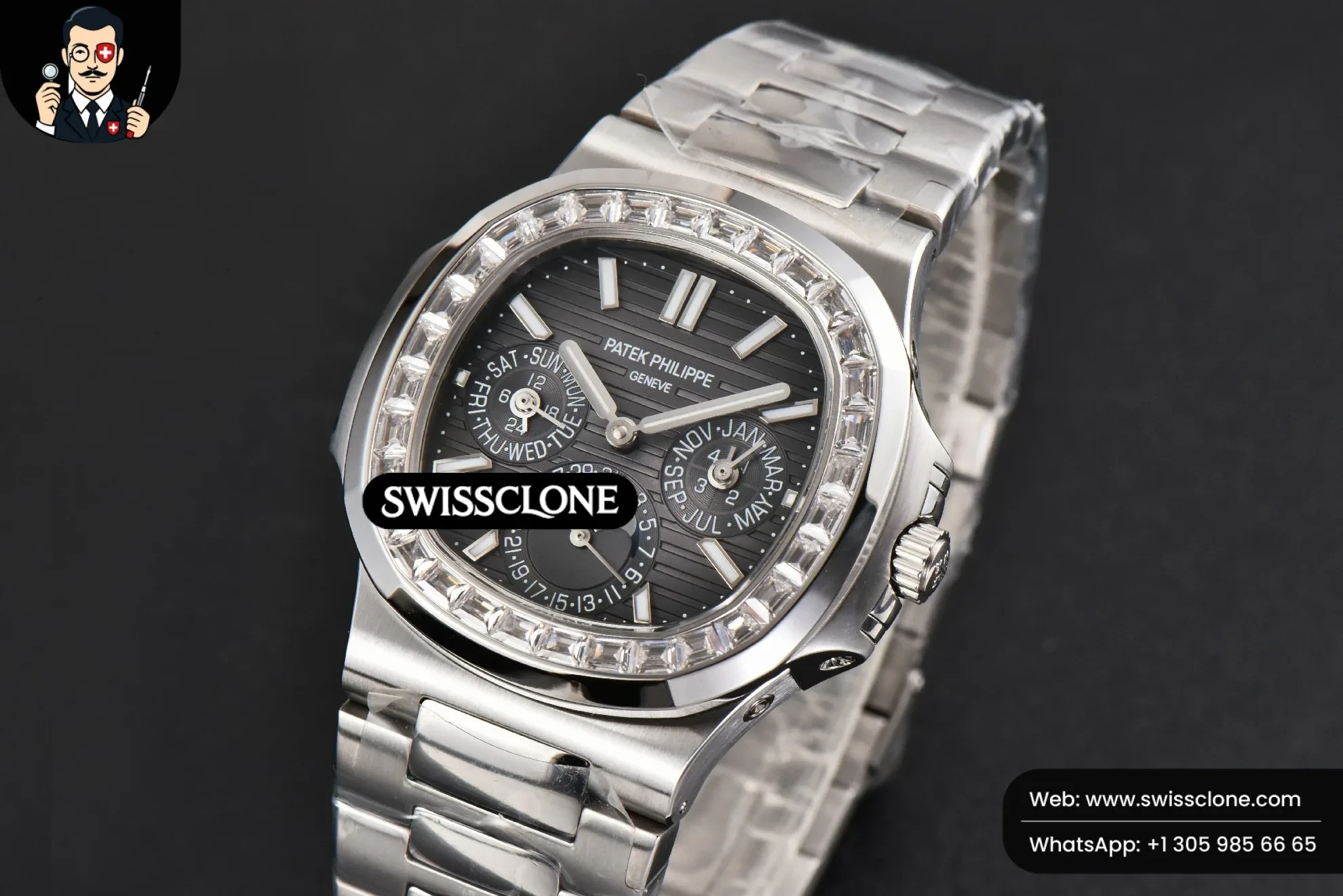 Patek Philippe Nautilus 5740 40mm Diamond Black Dial 1:1 Super Clone - Bezel & Case Profile