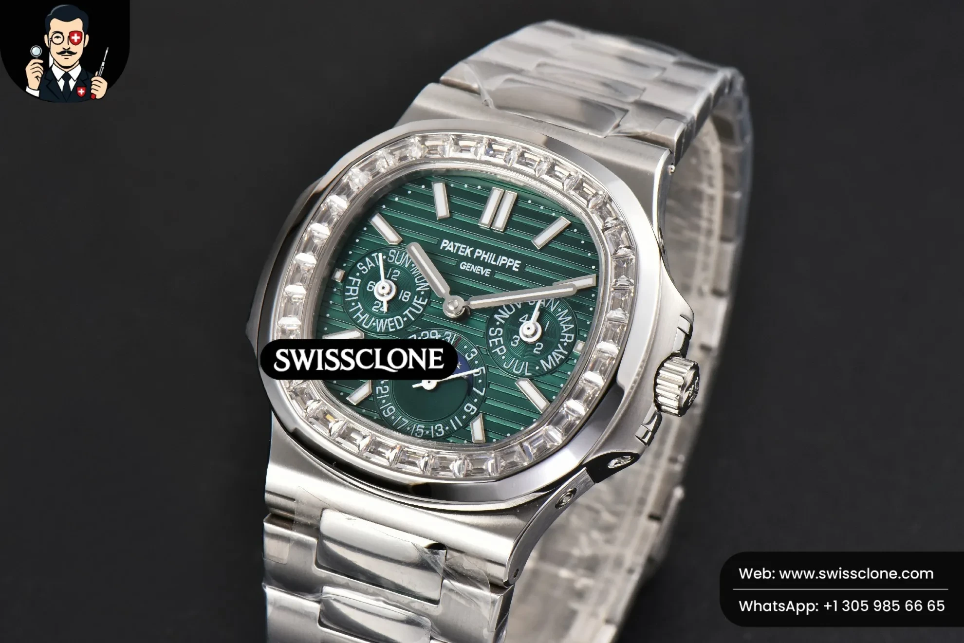 Patek Philippe Nautilus 5740 40mm Diamond Green Dial 1:1 Super Clone - Bezel & Case Profile