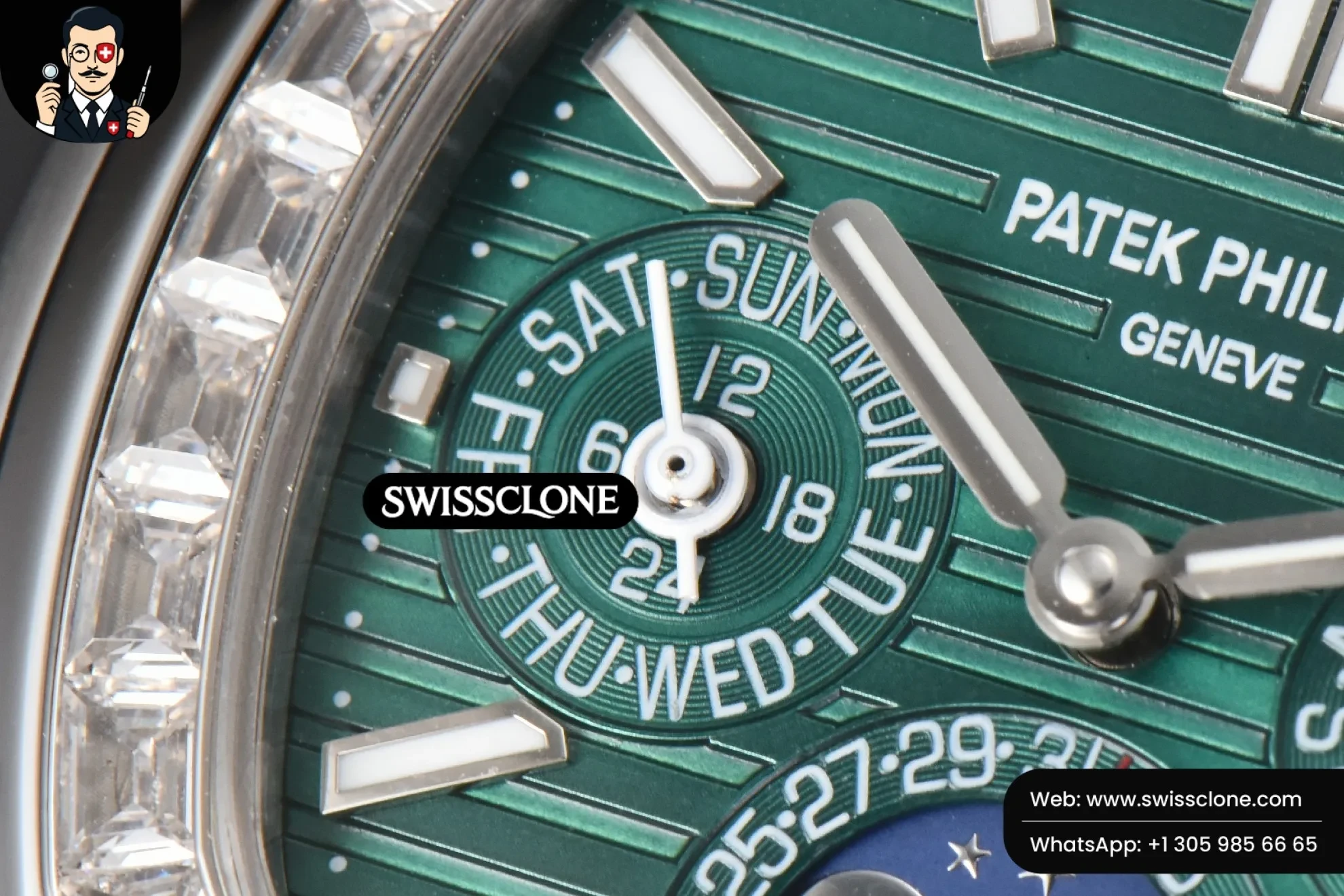 Patek Philippe Nautilus 5740 40mm Diamond Green Dial 1:1 Super Clone - Caseback & Cloned Calibre Movement