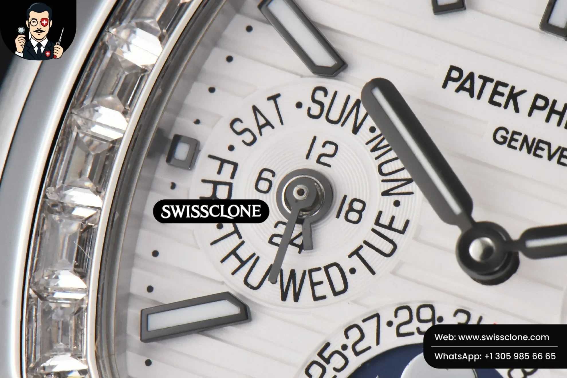 Patek Philippe Nautilus 5740 40mm Diamond White Dial 1:1 Super Clone - Caseback & Cloned Calibre Movement