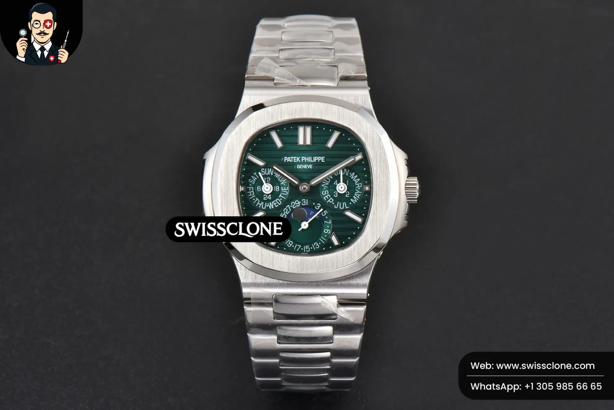 Patek Philippe Nautilus 5740 40mm Green Dial 1:1 Super Clone - Dial Macro Close-Up