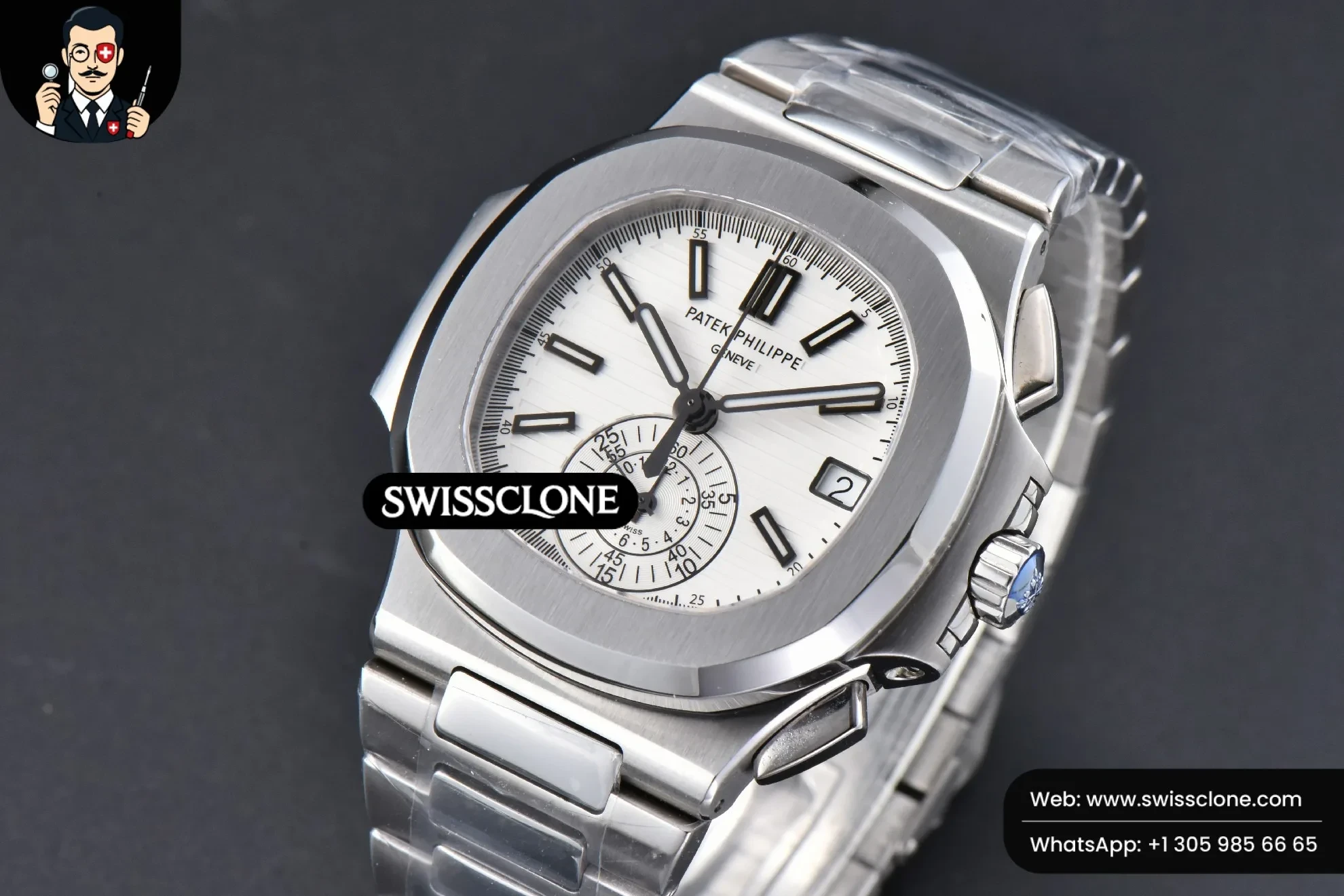 Patek Philippe Nautilus 5980 40.5mm White Dial A28 520 1:1 Super Clone - Clasp & Bracelet Finishing