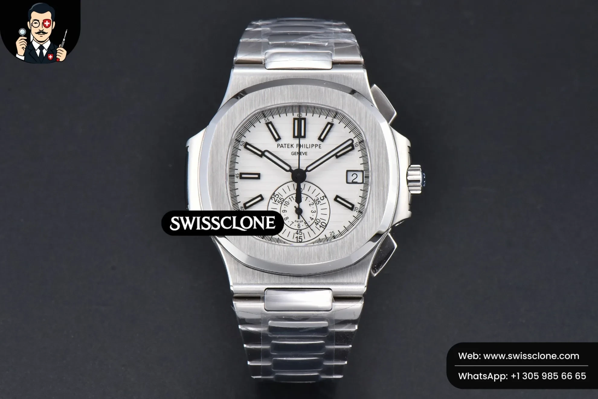 Patek Philippe Nautilus 5980 40.5mm White Dial A28 520 1:1 Super Clone - Dial Macro Close-Up
