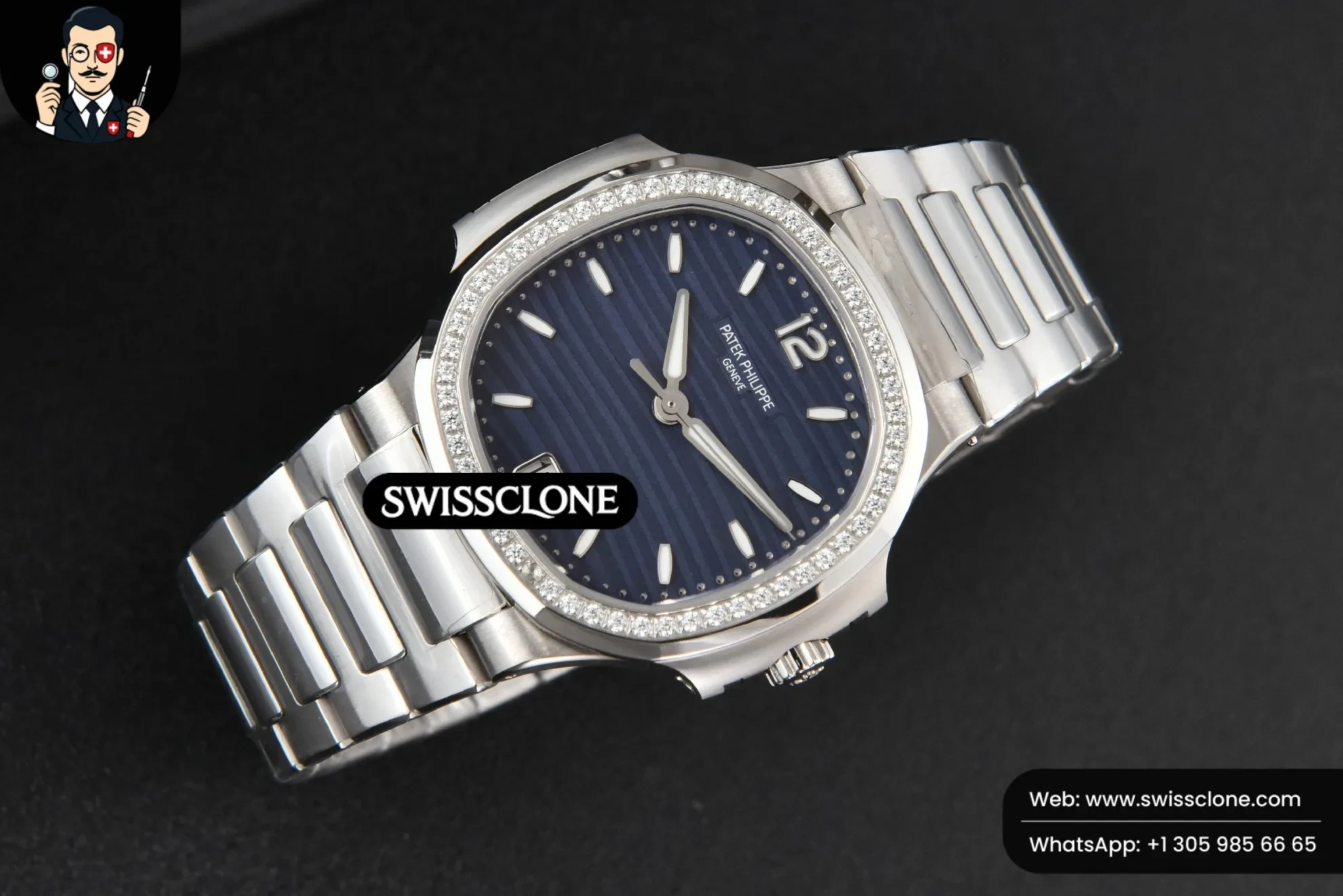Patek Philippe Nautilus 7118 Ladies 3KF 35mm Diamond Blue Dial 324CS 3K Factory 1:1 Super Clone - Bezel & Case Profile