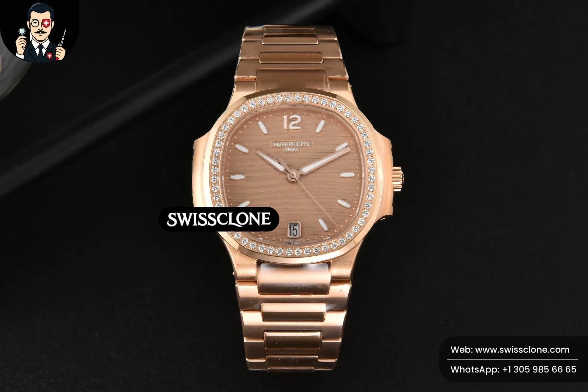 Patek Philippe Nautilus 7118 Ladies 3KF 35mm Diamond Dial 324CS 3K Factory 1:1 Super Clone - Dial Macro Close-Up