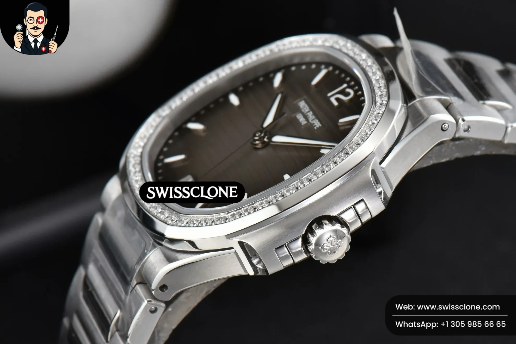 Patek Philippe Nautilus 7118 Ladies 3KF 35mm Diamond Grau Dial 324CS 3K Factory 1:1 Super Clone - Lateral Case Thickness Profile