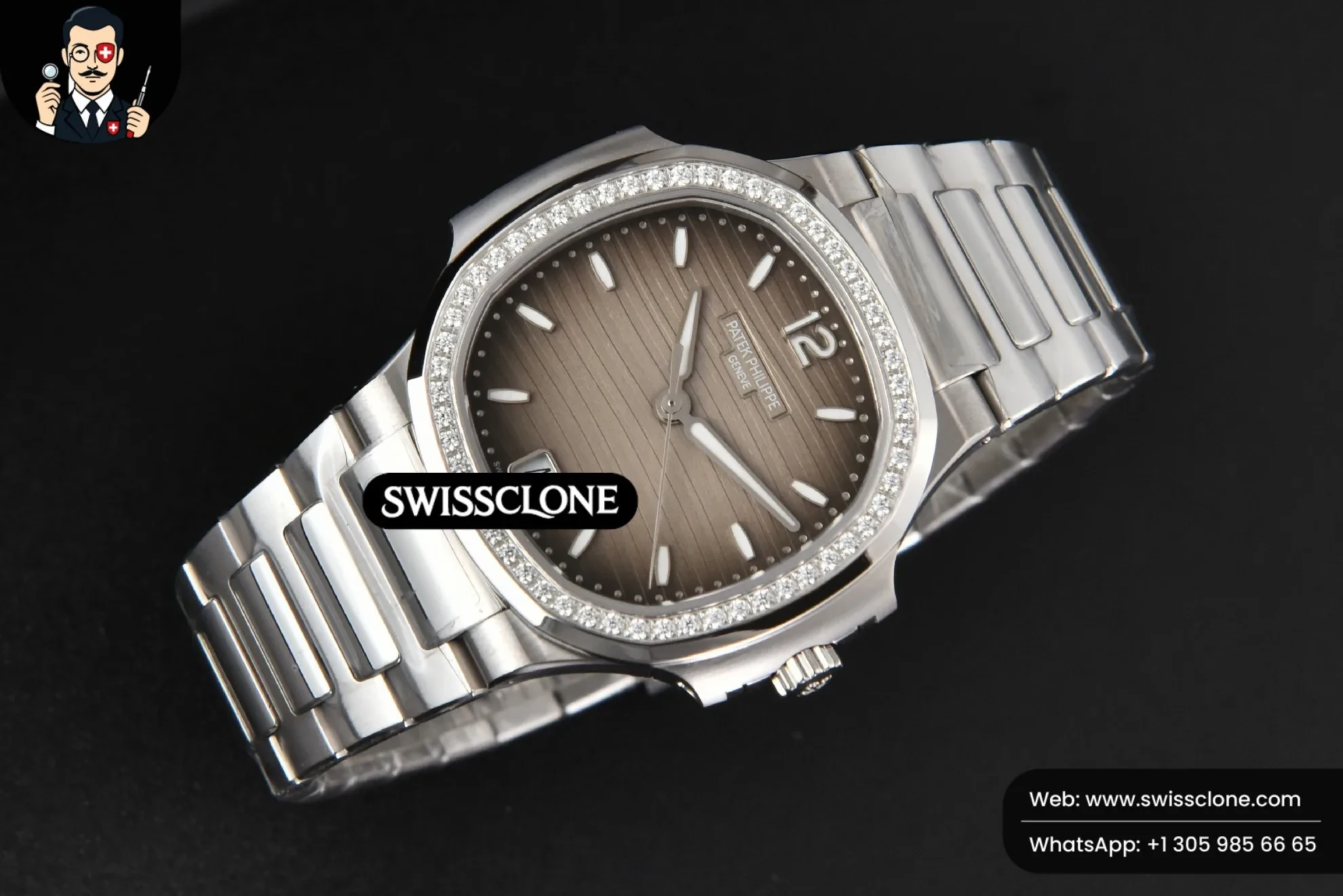 Patek Philippe Nautilus 7118 Ladies 3KF 35mm Diamond Grau Dial 324CS 3K Factory 1:1 Super Clone - Bezel & Case Profile