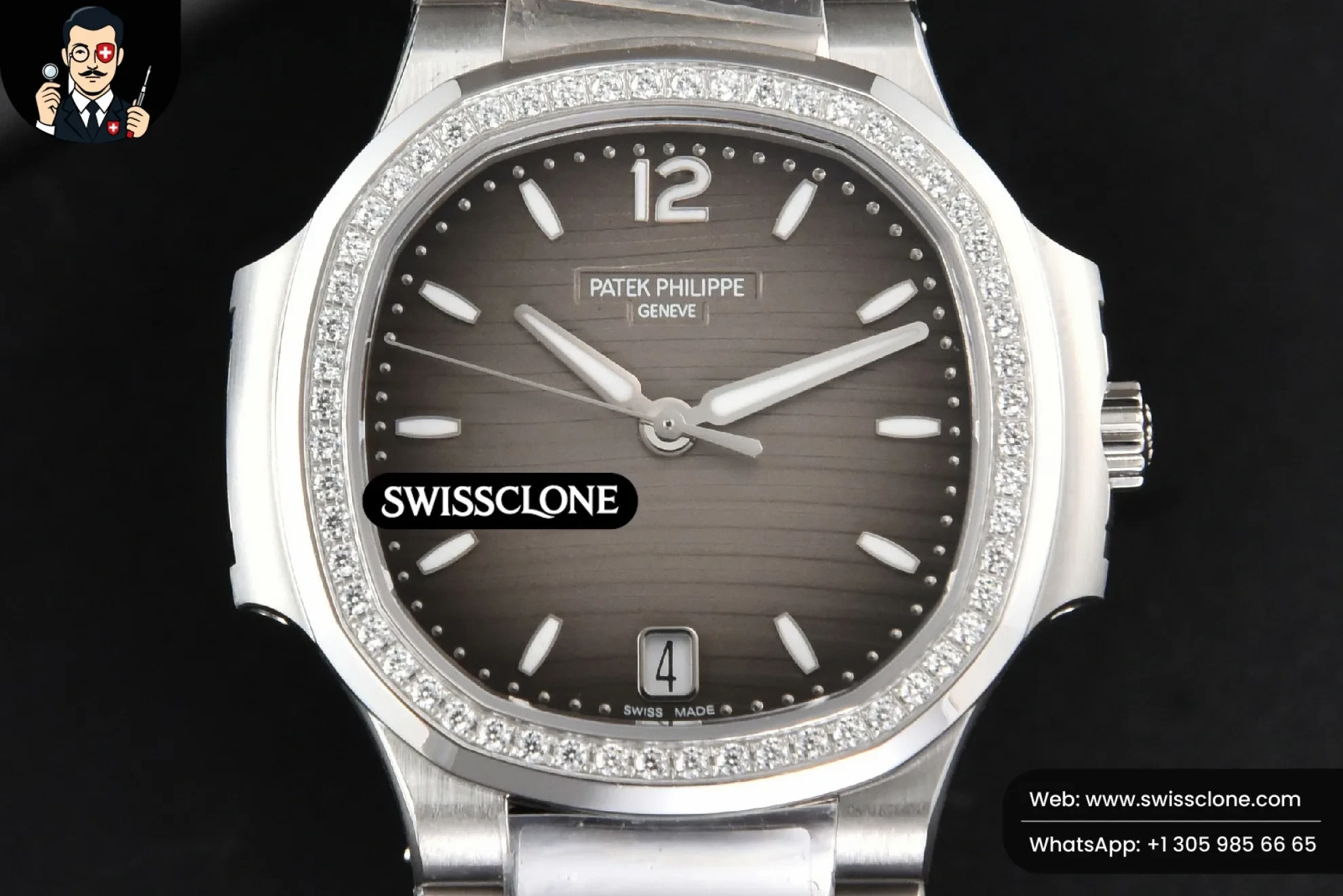 Patek Philippe Nautilus 7118 Ladies 3KF 35mm Diamond Grau Dial 324CS