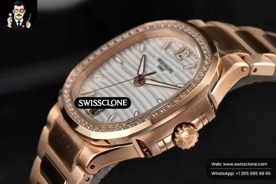 Patek Philippe Nautilus 7118 Ladies 3KF 35mm Diamond White Dial 324CS (SW-24218) 1:1 Super Clone - Crown Guard & Case Thickness Profile