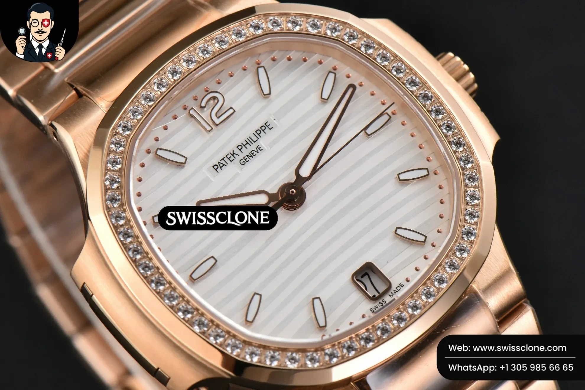 Patek Philippe Nautilus 7118 Ladies 3KF 35mm Diamond White Dial 324CS (SW-24218) 1:1 Super Clone - Caseback & Cloned Calibre Movement