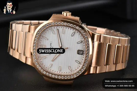 Patek Philippe Nautilus 7118 Ladies 3KF 35mm Diamond White Dial 324CS (SW-24218) 1:1 Super Clone - Clasp & Bracelet Brushed Finishing