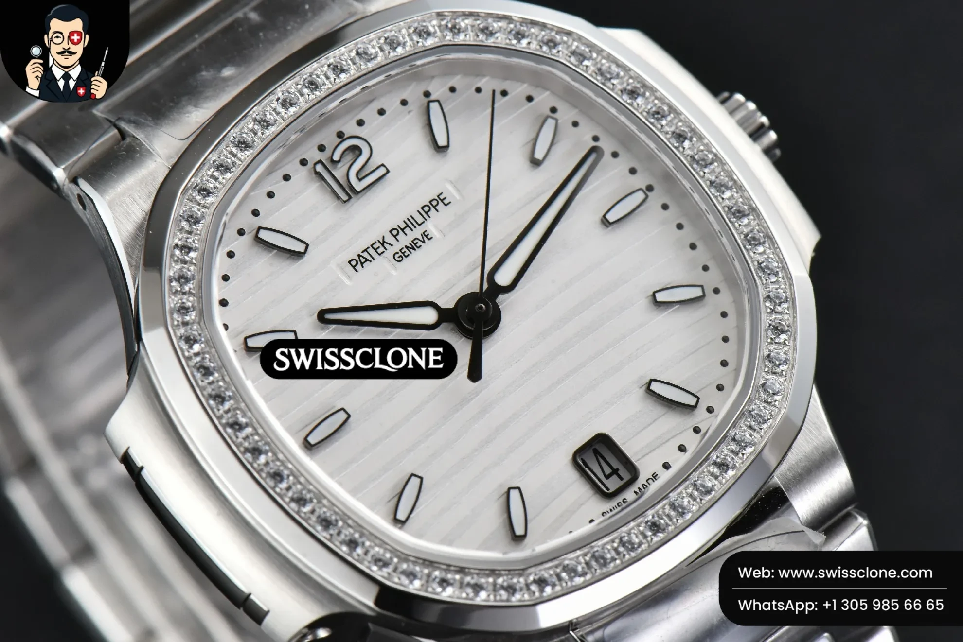 Patek Philippe Nautilus 7118 Ladies 3KF 35mm Diamond White Dial 324CS 3K Factory 1:1 Super Clone - Caseback & Cloned Calibre Movement