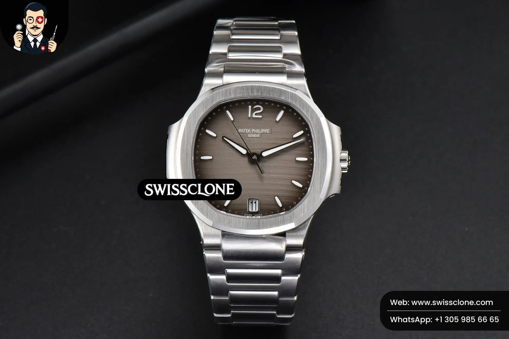 Patek Philippe Nautilus 7118 Ladies 3KF 35mm Gray Dial 3K Factory 1:1 Super Clone - Dial Macro Close-Up