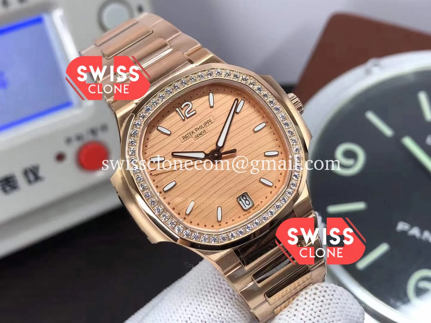 Patek Philippe Nautilus Rose Gold 7118/1200R 010 35MM 1:1 Super Clone - Dial Macro Close-Up