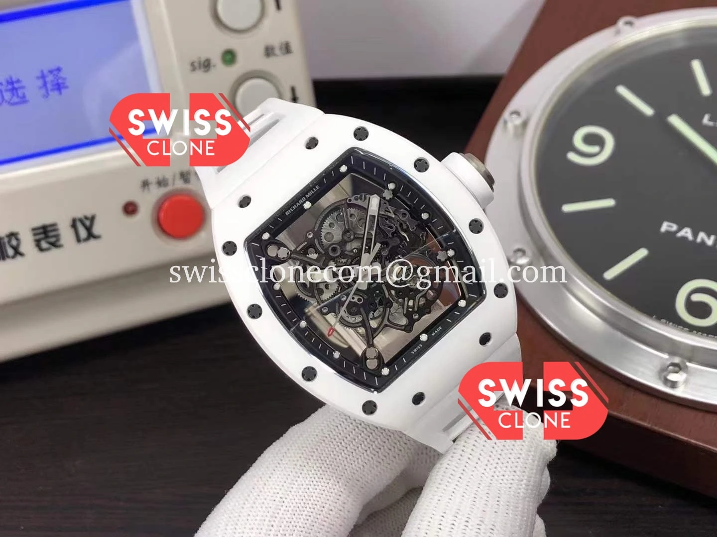 Richard Mille RM 055 Bubba Watson White Ceramic 1:1 Super Clone - Dial Macro Close-Up