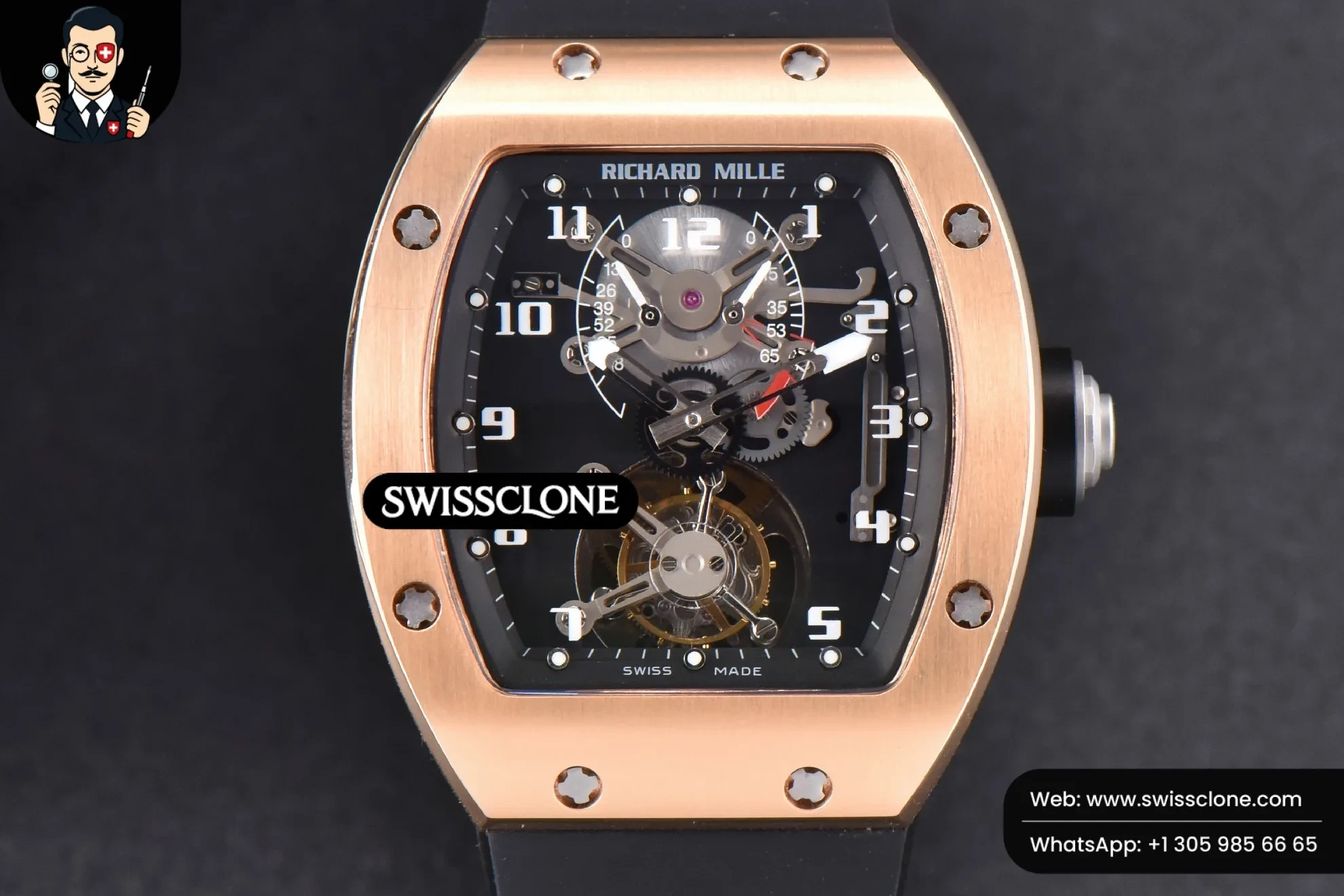 Richard Mille RM001 Tourbillon JBF 47mm Black Skeleton Dial Black Rubber