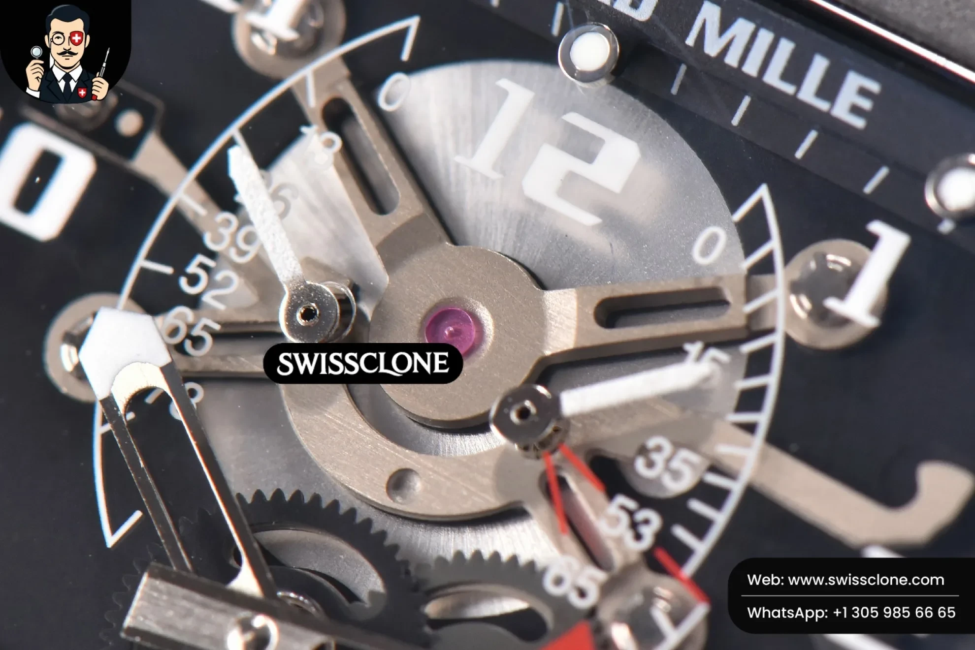 Richard Mille RM001 Tourbillon PVD JBF 47mm Black Skeleton Dial Black Rubber 1:1 Super Clone - Clasp & Bracelet Finishing