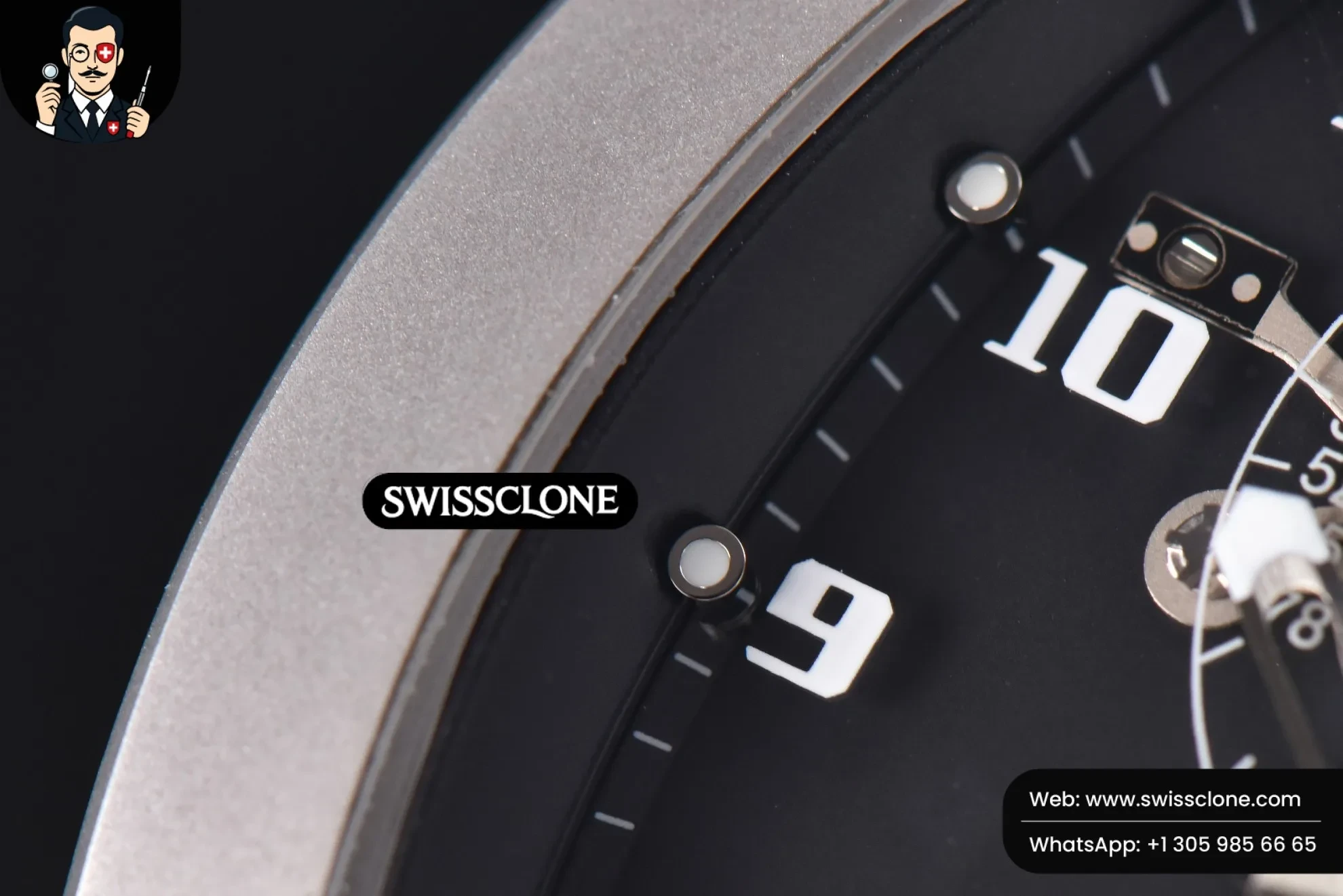 Richard Mille RM001 Tourbillon Titanium JBF 47mm Black Skeleton Dial Black Rubber 1:1 Super Clone - Lateral Case Thickness Profile