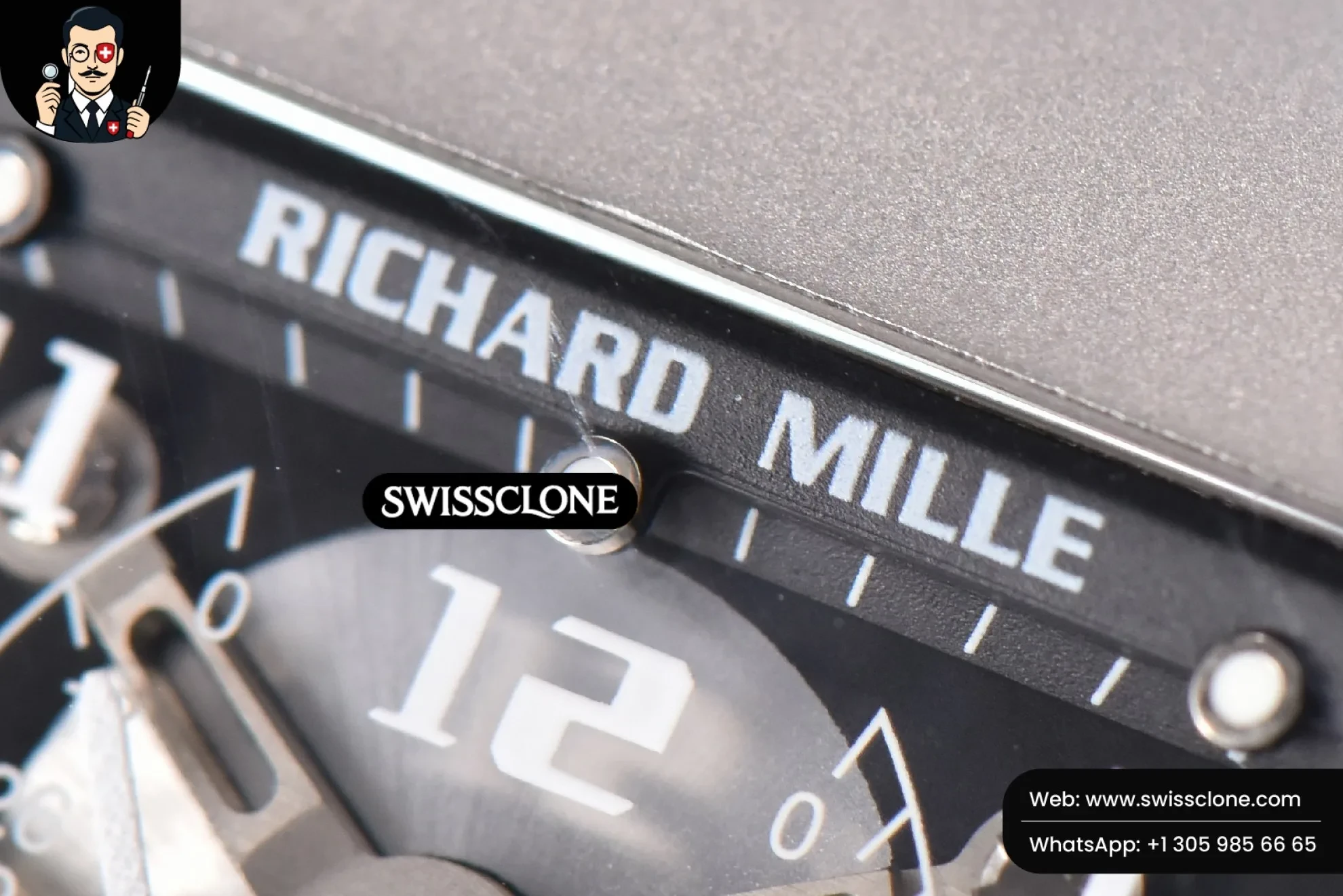Richard Mille RM001 Tourbillon Titanium JBF 47mm Black Skeleton Dial Black Rubber 1:1 Super Clone - Clasp & Bracelet Finishing