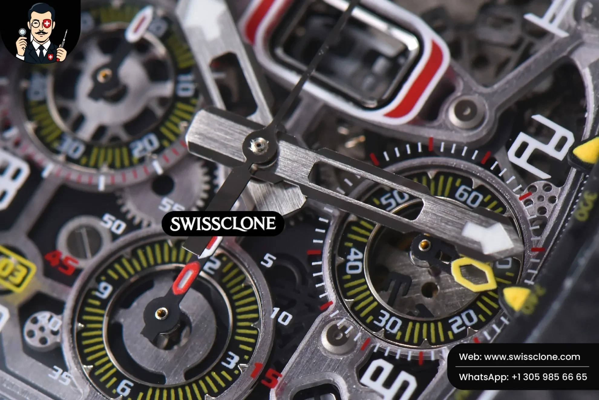 Richard Mille RM011 NTPT Chrono KVF Skeleton Dial on Black Rubber 1:1 Super Clone - On-Wrist Presence View