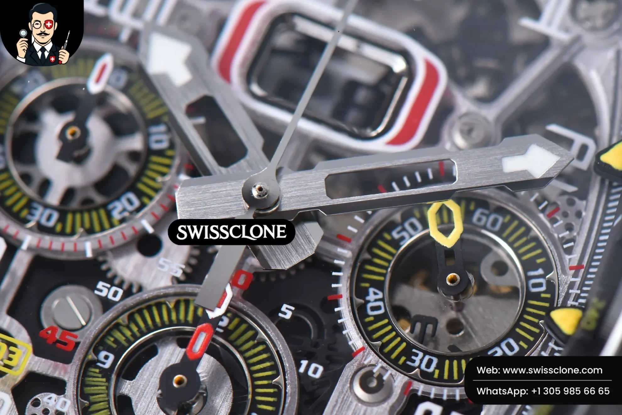 Richard Mille RM011 NTPT Chrono KVF Skeleton Dial on Blue Rubber Swiss Clone - View 3