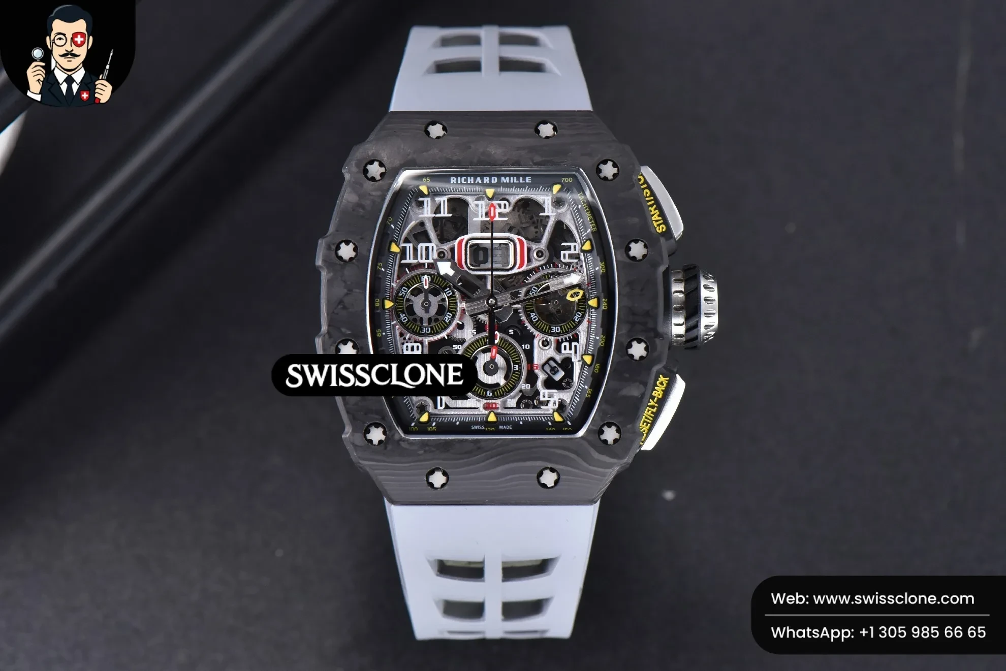 Richard Mille RM011 NTPT Chrono KVF Skeleton Dial on Gray Rubber - Image 2