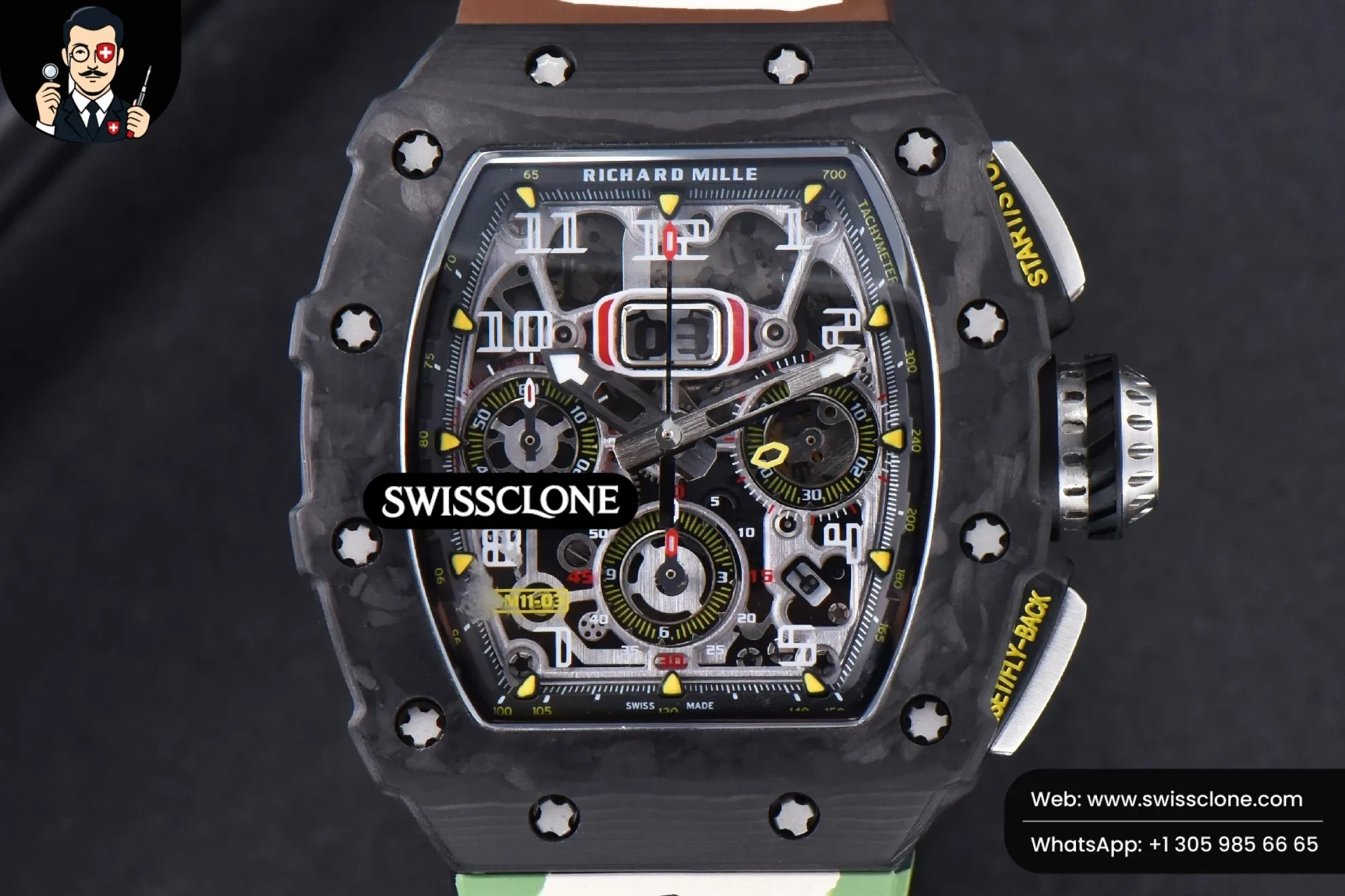Richard Mille RM011 NTPT Chrono KVF Skeleton Dial on Green Camo Rubber - Image 2