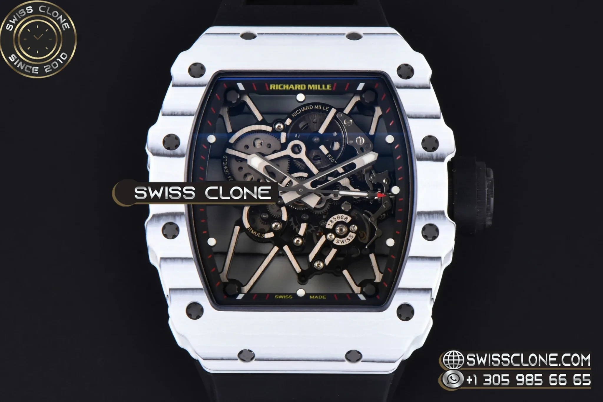 Richard Mille RM035-01 Real NTPT 44.4x50mm White Bezel Black Skeleton Dial Black Crown Black Rubber - Image 2