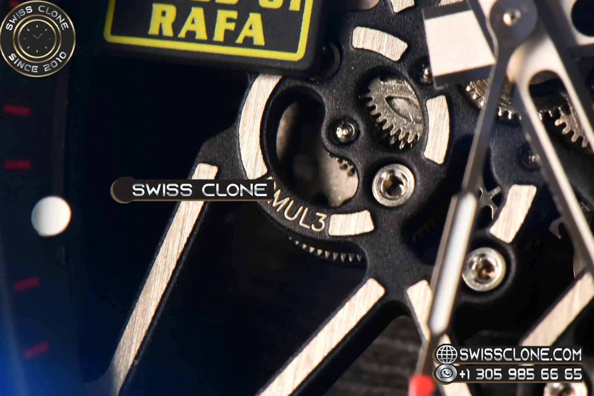 Richard Mille RM035-01 Real NTPT 44.5x50mm Black Skeleton Dial Red Crown Black Rubber CAL.RMUL3 Swiss Clone - View 3