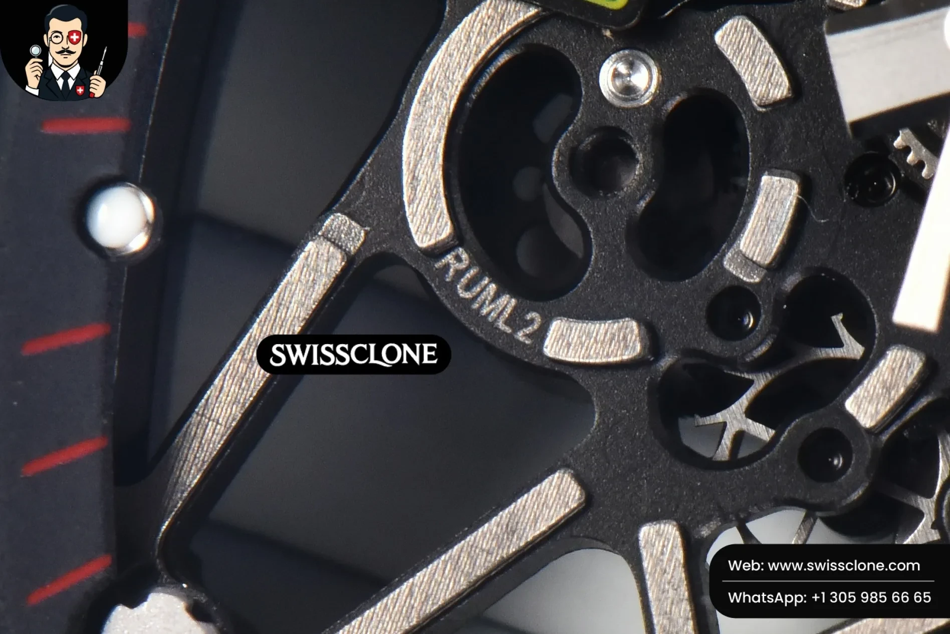 Richard Mille RM035-02 42mm White Forged Carbon T+F Skeleton Dial Red Crown White Rubber RMUL2 Swiss Clone - View 3