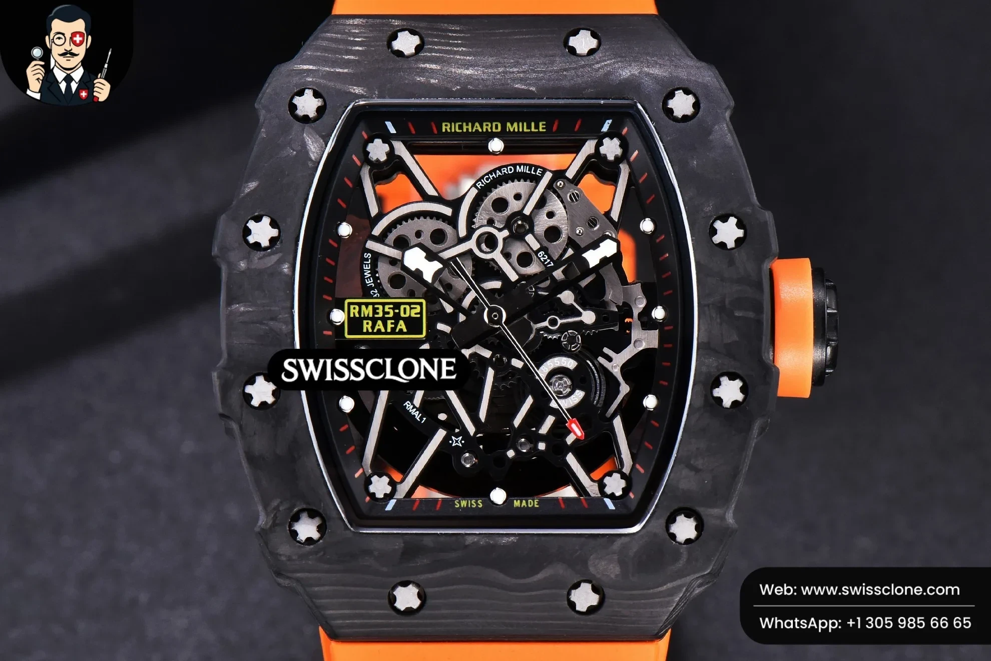 Richard Mille RM035-02 KVF Skeleton Dial Orange on Orange Rubber MIYOTA8215 - Image 2