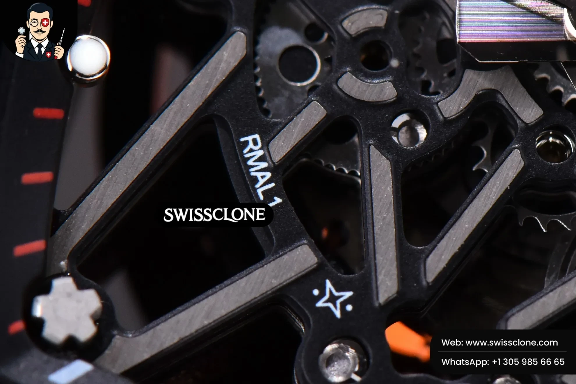 Richard Mille RM035-02 KVF Skeleton Dial Orange on Orange Rubber MIYOTA8215 Swiss Clone - View 3