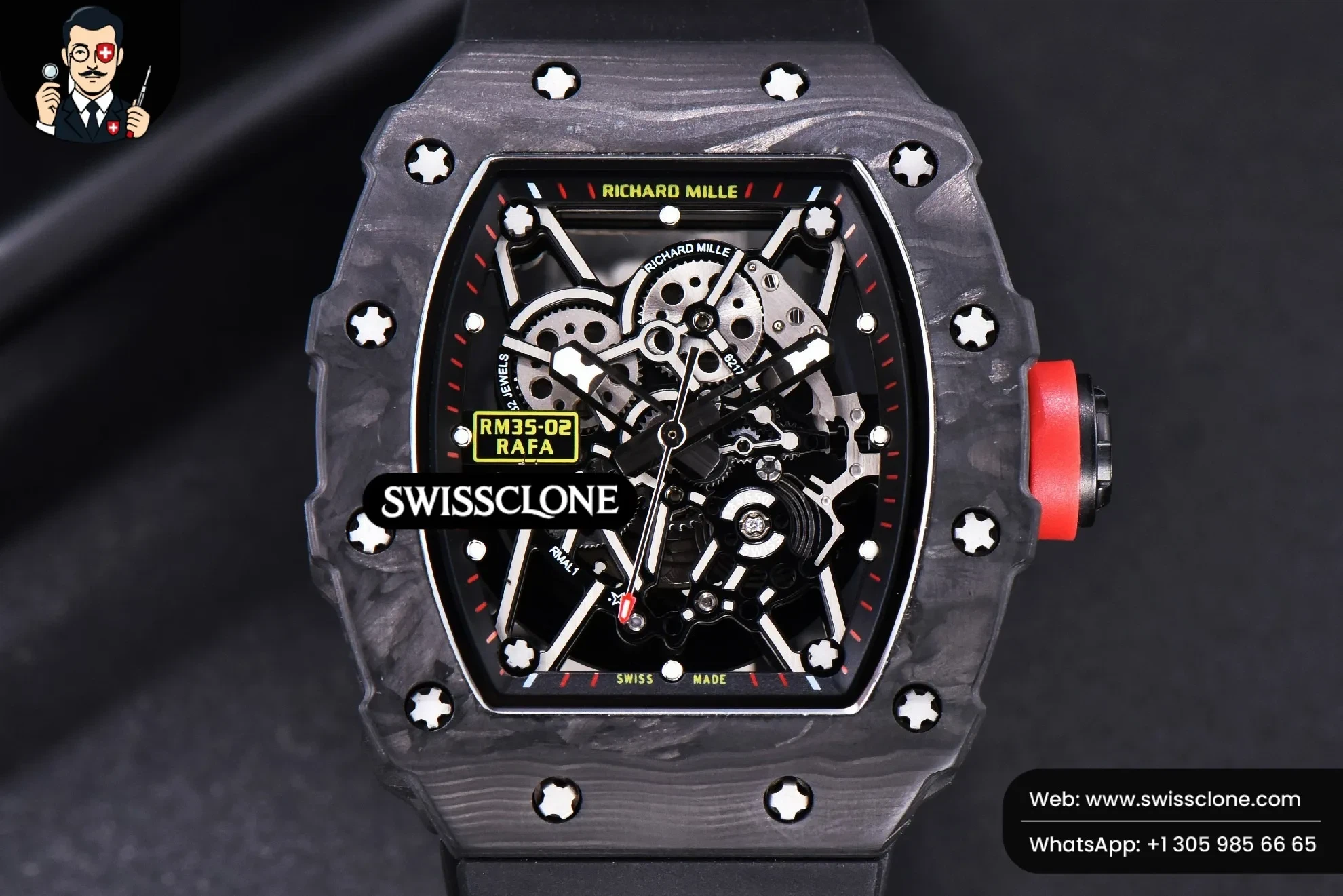 Richard Mille RM035-02 KVF Skeleton Dial Red on Black Rubber MIYOTA8215 - Image 2