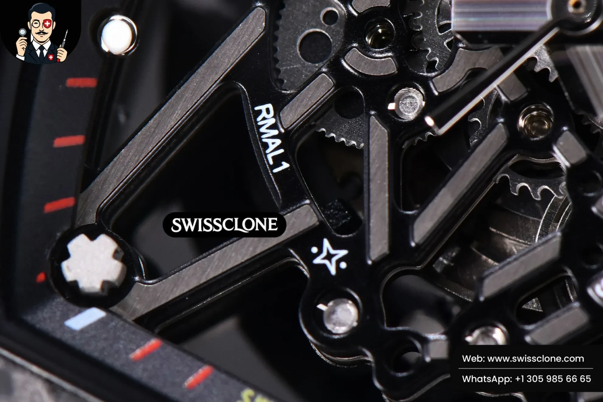Richard Mille RM035-02 KVF Skeleton Dial Red on Black Rubber MIYOTA8215 Swiss Clone - View 3