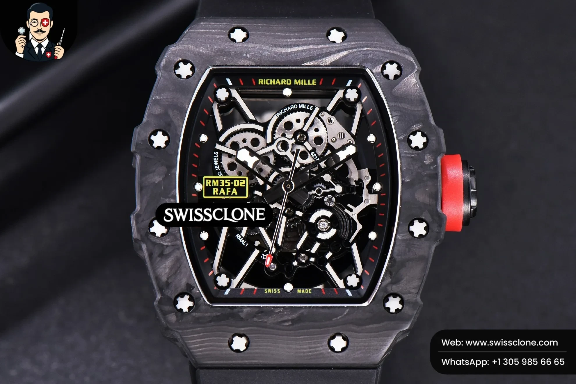 Richard Mille RM035-02 KVF Skeleton Dial Red on Black Rubber MIYOTA8215