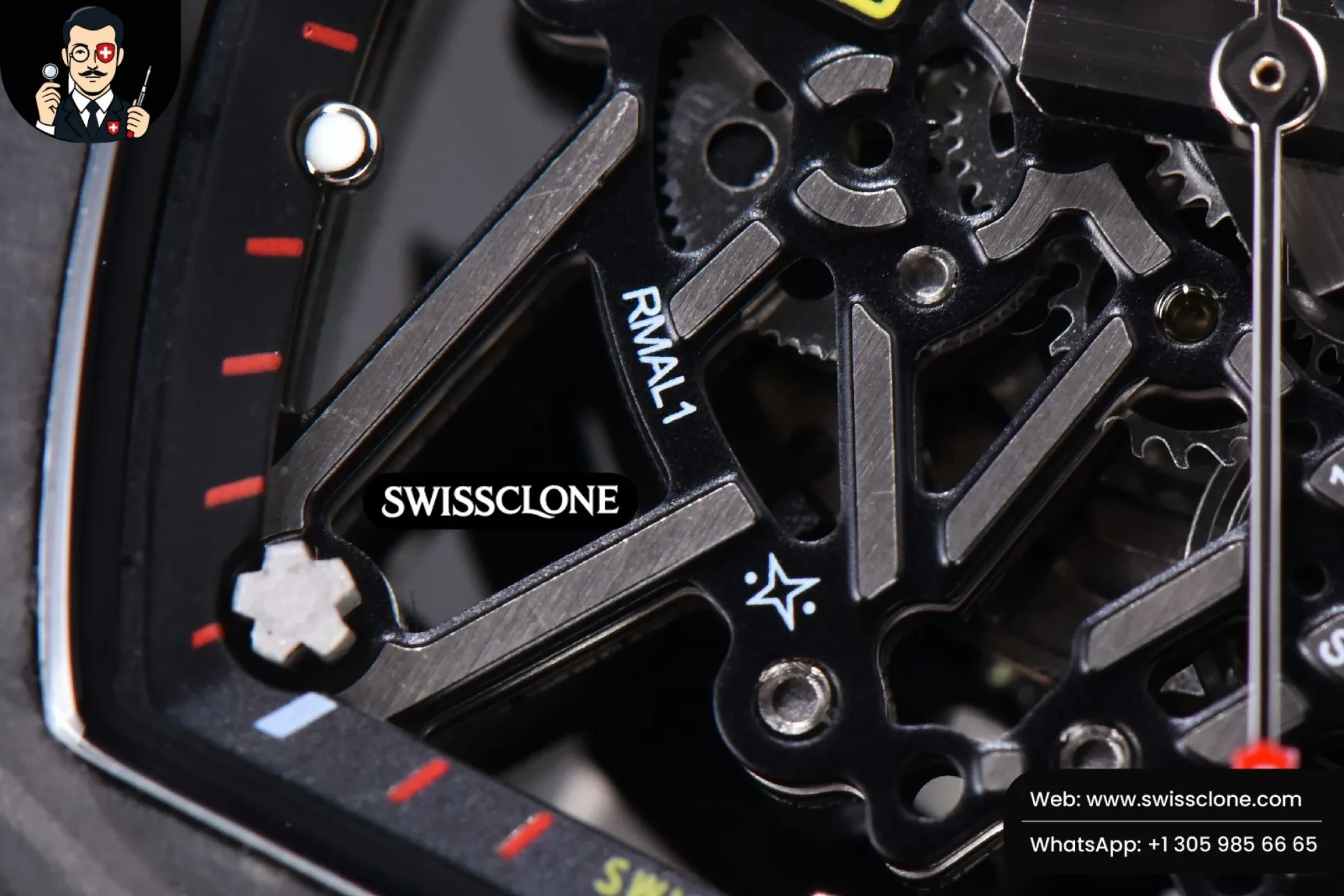 Richard Mille RM035-02 KVF Skeleton Dial Red on Green Camouflage Rubber MIYOTA8215 Swiss Clone - View 3