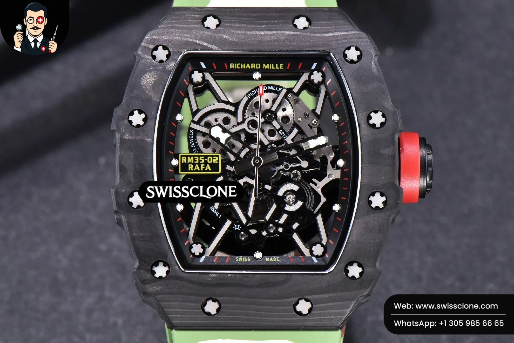 Richard Mille RM035-02 KVF Skeleton Dial Red on Green Camouflage Rubber MIYOTA8215