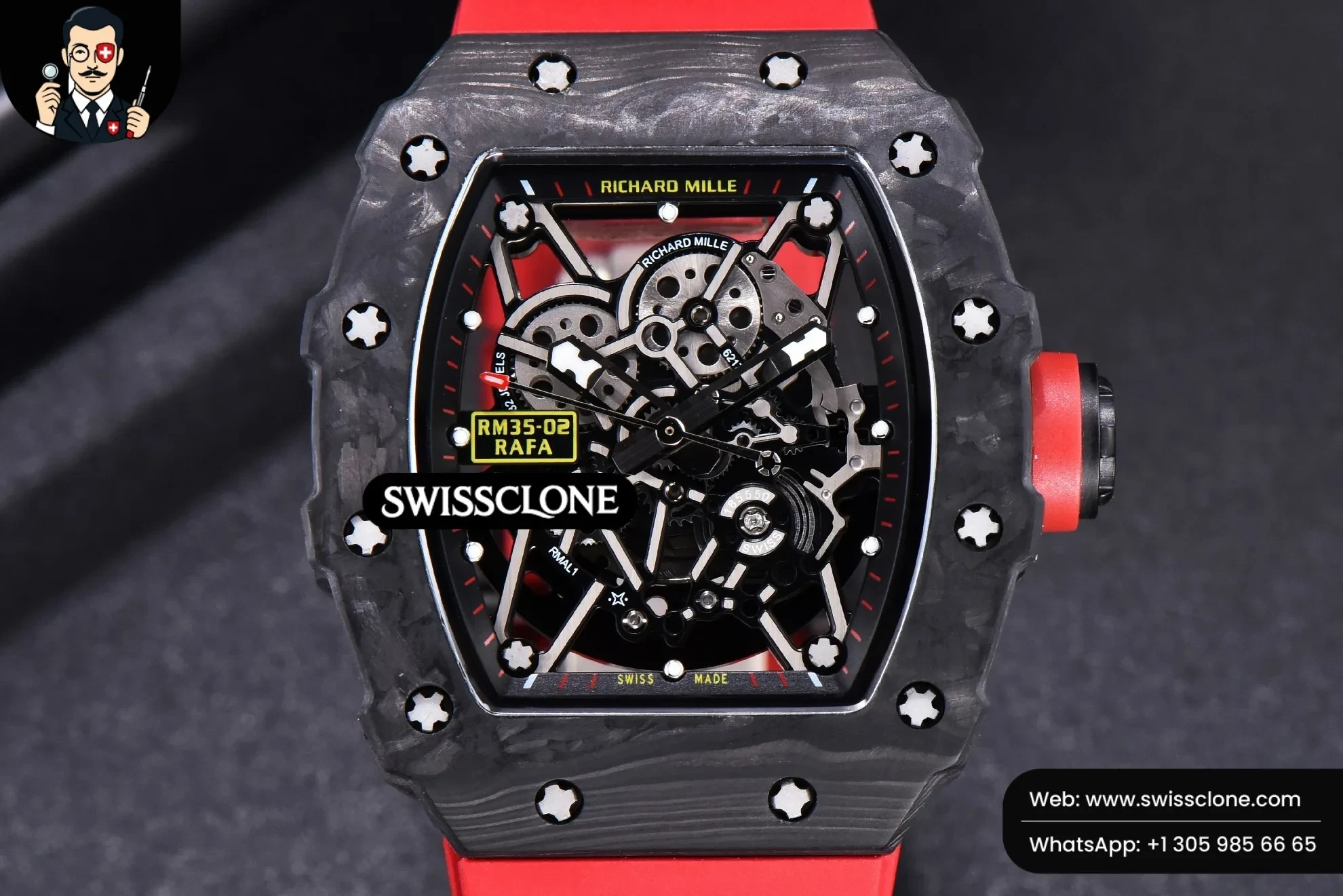 Richard Mille RM035-02 KVF Skeleton Dial Red on Red Rubber MIYOTA8215