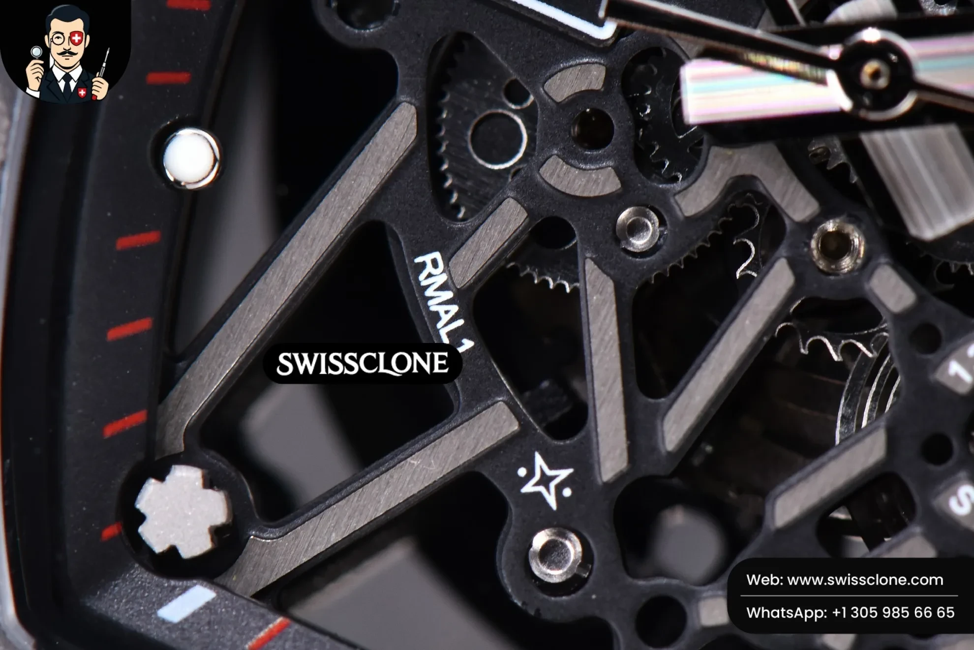 Richard Mille RM035-02 KVF Skeleton Dial White on Black Rubber MIYOTA8215 Swiss Clone - View 3
