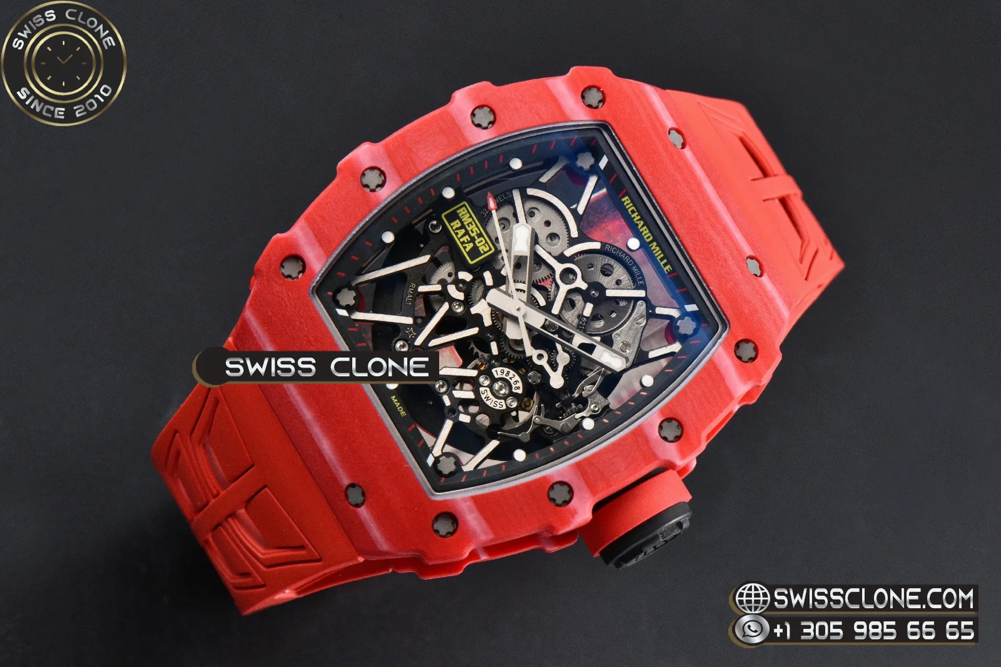 Richard Mille RM035-02 Real NTPT Red Bezel Black Skeleton Dial Red Crown on Red Rubber - Image 2