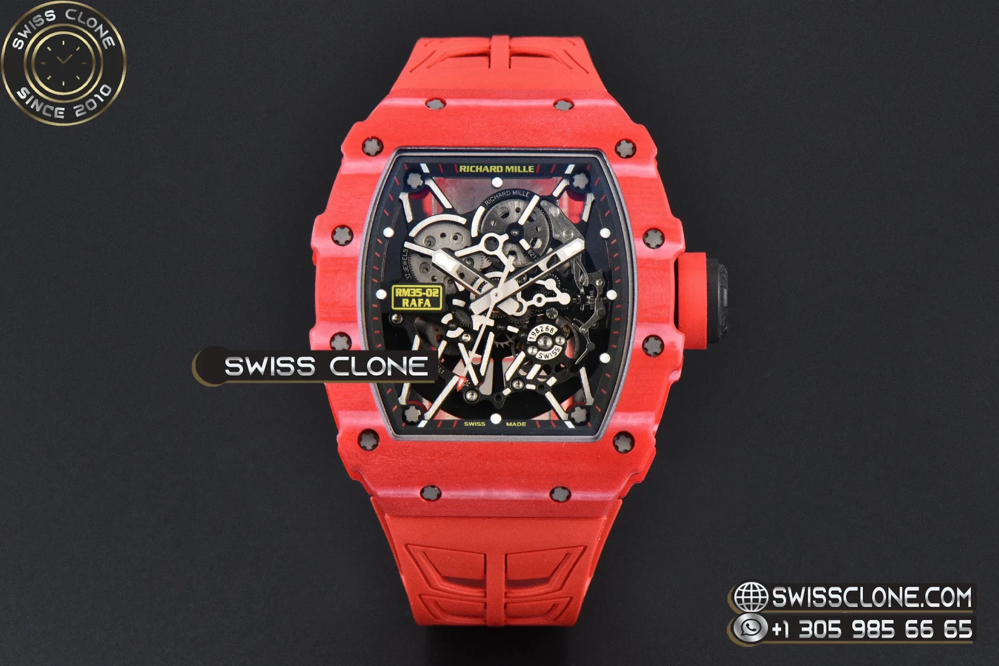 Richard Mille RM035-02 Real NTPT Red Bezel Black Skeleton Dial Red Crown on Red Rubber