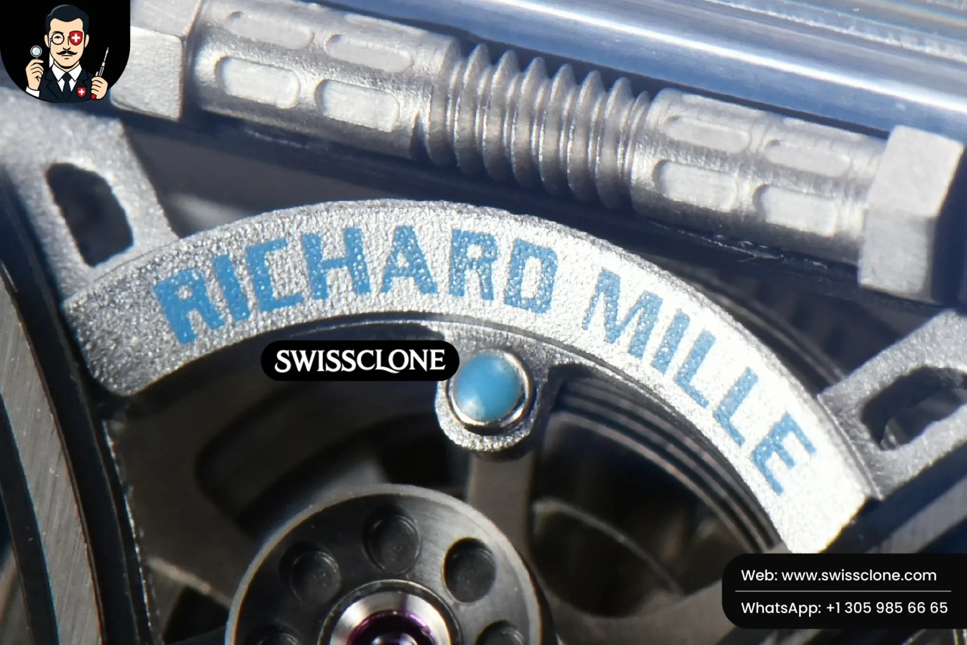 Richard Mille RM053 02 Transparent Case Real Tourbillon 44.5mm JBF Ice Blue Rubber 1:1 Super Clone - Clasp & Bracelet Finishing