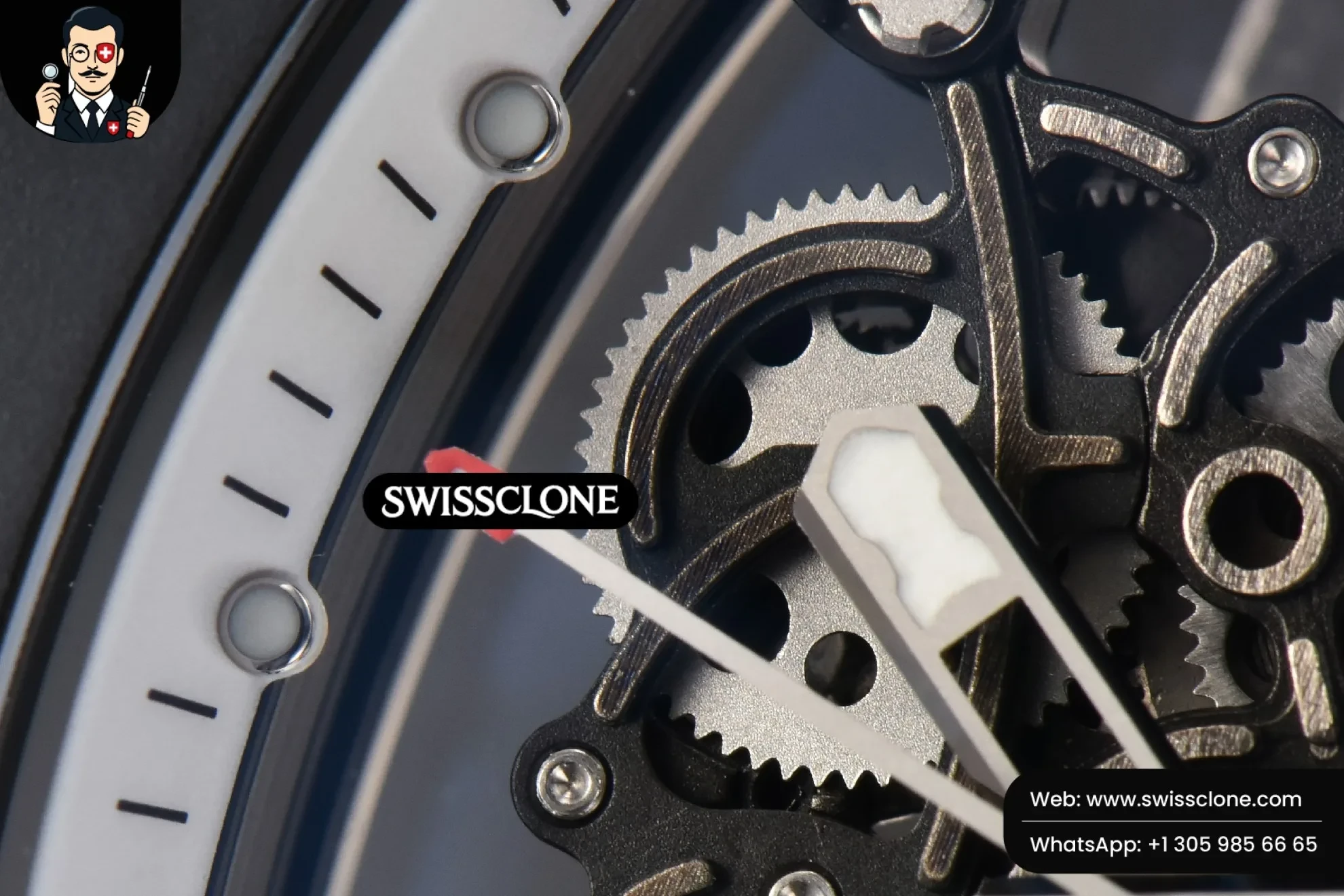 Richard Mille RM055 42.7mm BBRF Black NTPT White Skeleton Dial White Rubber RMUL2 - Clasp, Bracelet & Buckle Detail | 1:1 Swiss Super Clone