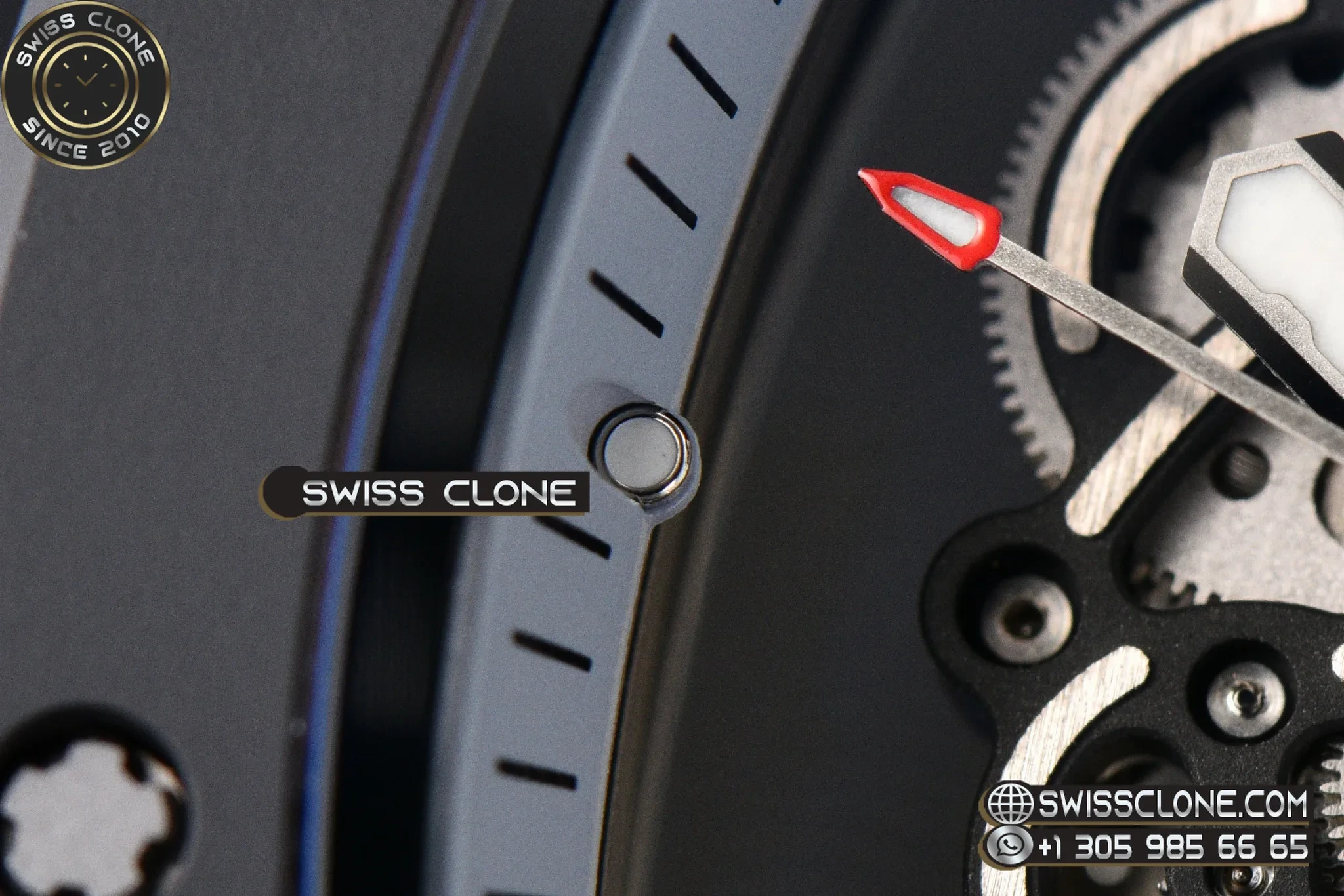 Richard Mille RM055 Ceramic 42.7mm Black Bezel White Skeleton Dial Black Crown on Black Rubber RMUL2 - Clasp, Bracelet & Buckle Detail | 1:1 Swiss Super Clone