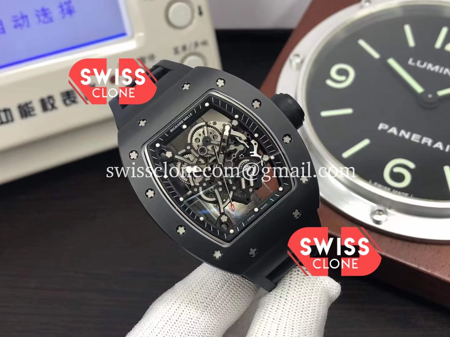 Richard Mille RM055 Ceramic Black 1:1 Super Clone - Dial Macro Close-Up
