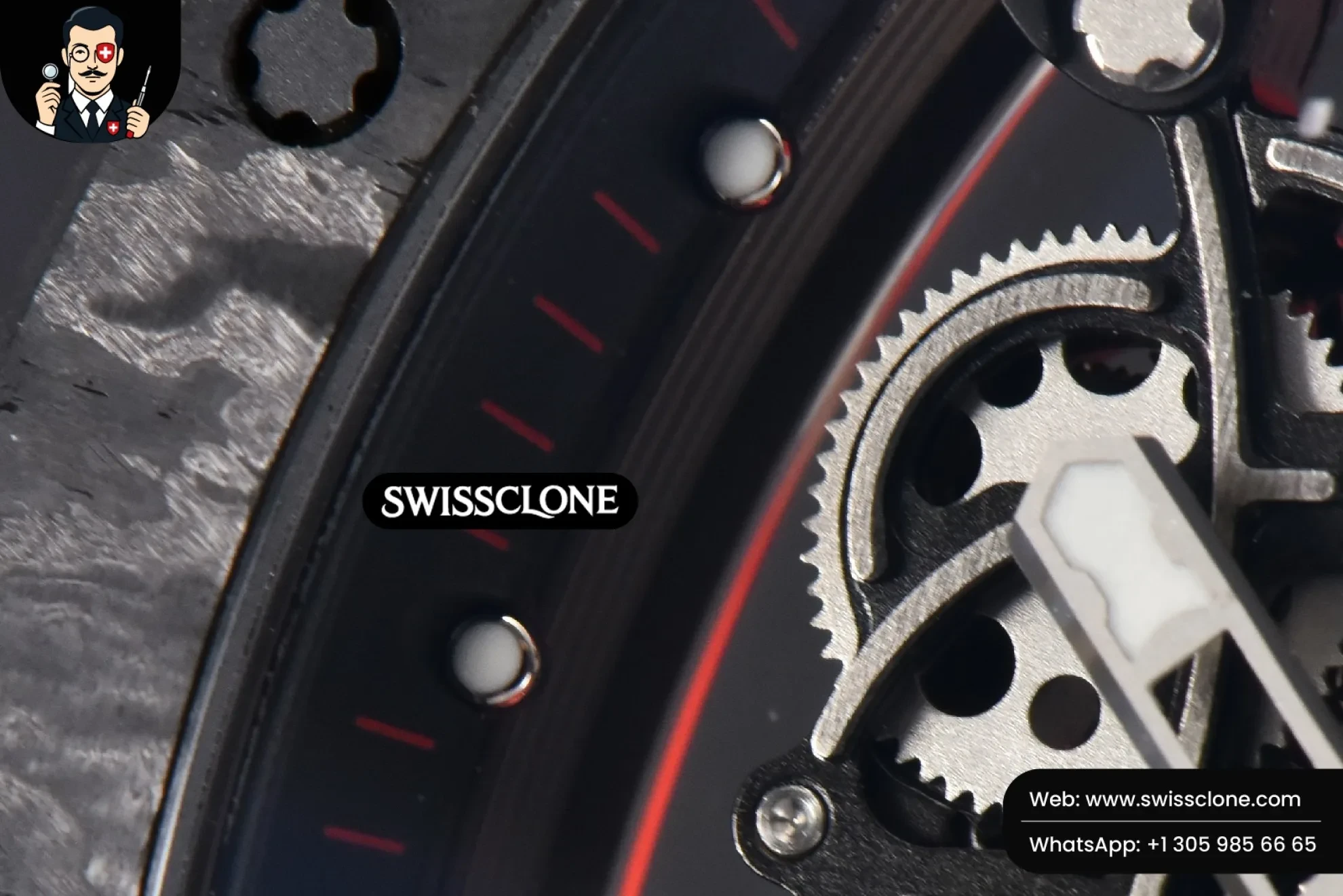 Richard Mille RM055 Real NTPT 42.7mm BBRF Red Skeleton Dial Red Rubber RMUL2 Swiss Clone - View 3