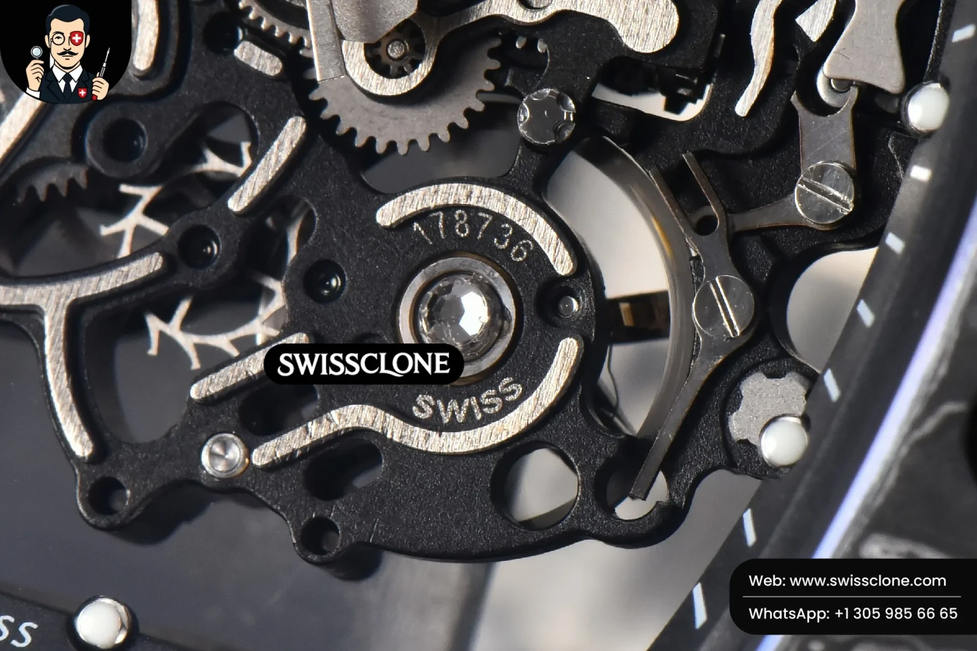 Richard Mille RM055 Real NTPT 42mm RMF Black Skeleton Dial Black Rubber RMUL2 Swiss Clone - View 3