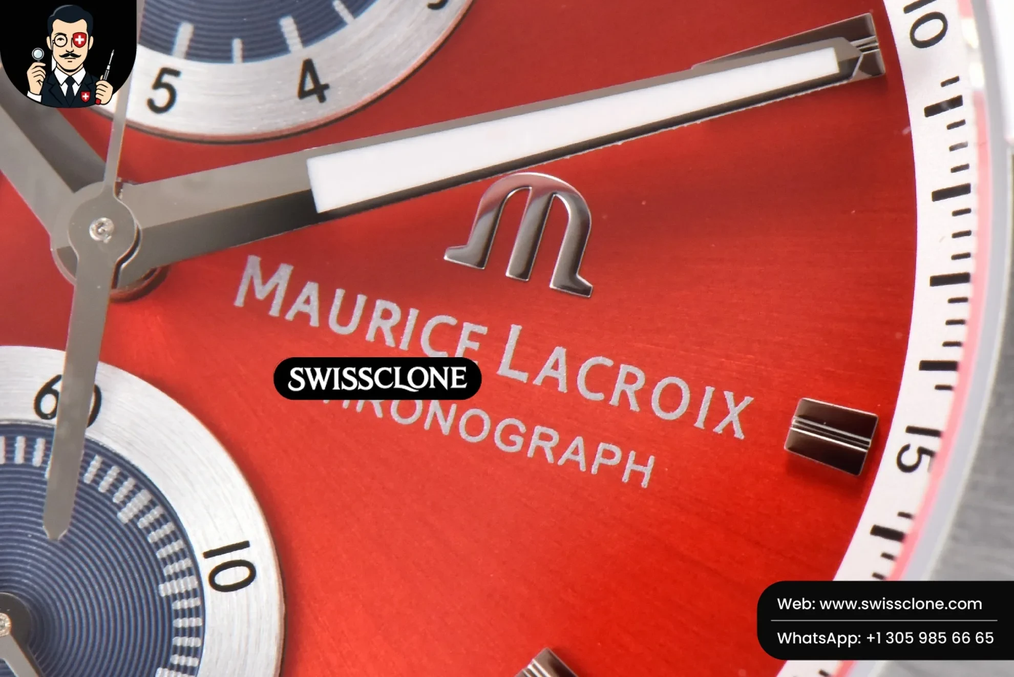 Rolex Aikno Chrono 44mm OF Red/Blue Dial Red Rubber Quartz 1:1 Super Clone - Lateral Case Thickness Profile