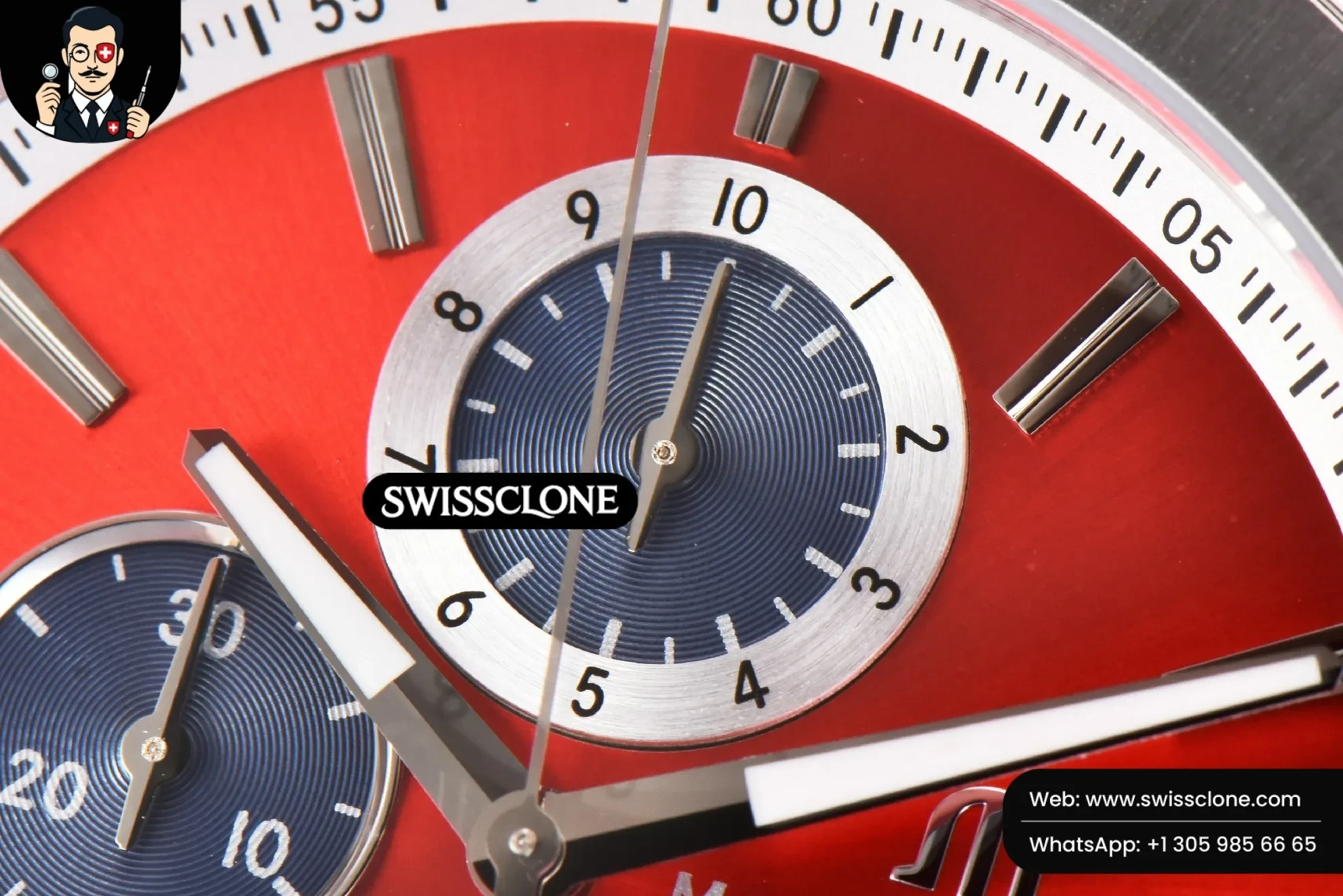 Rolex Aikno Chrono 44mm OF Red/Blue Dial Red Rubber Quartz 1:1 Super Clone - Clasp & Bracelet Finishing