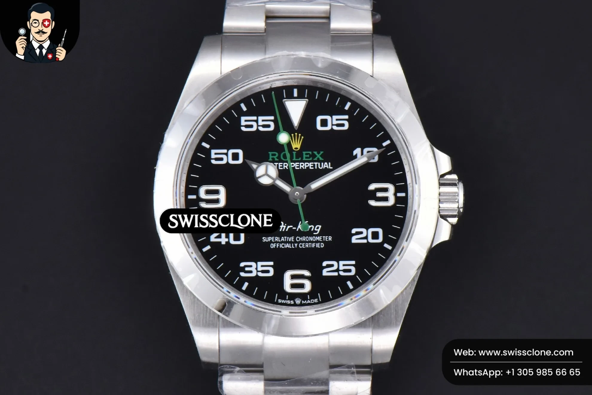 Rolex AirKing 126900 40mm Black Dial On 1:1 Super Clone - Dial Macro Close-Up